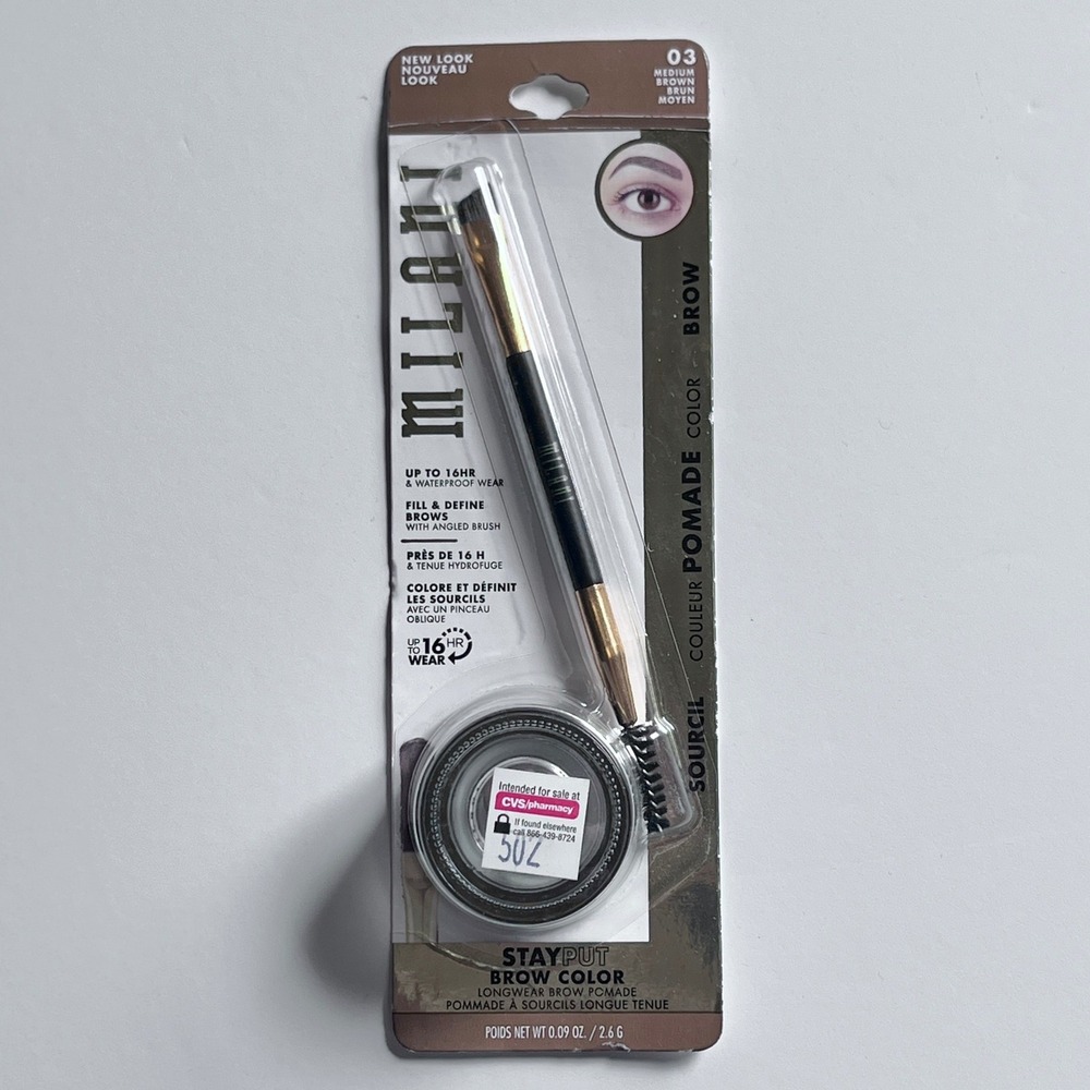 Milani Stay Put Brow Color Pomade 0.09oz 03 Medium Brown New Longwear